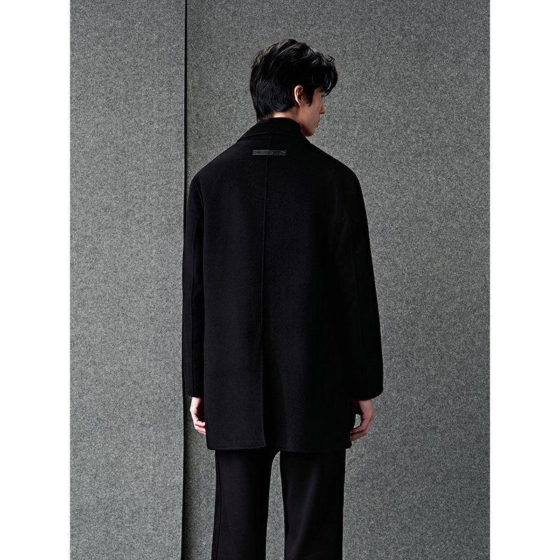 GXG男装  经典羊毛混纺含羽绒绣花商务通勤中长款大衣 冬季热销