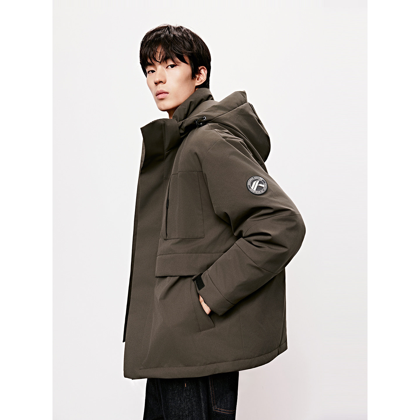 GXG男装 户外连帽口袋设计运动通勤外套羽绒服男冬季热销