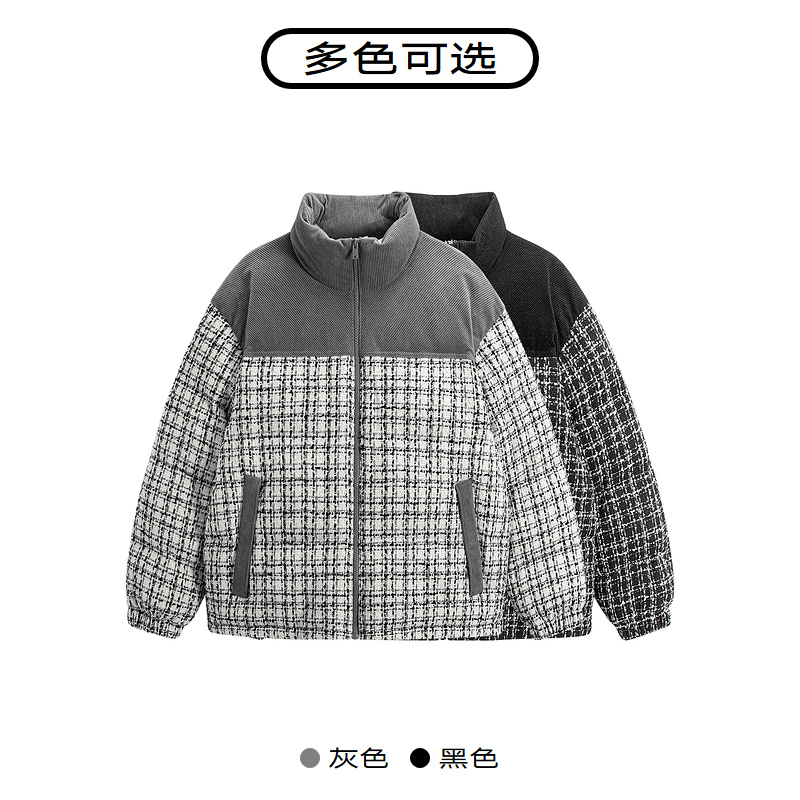 GXG男装灯芯绒粗花拼接面料面包服棉服夹克外套 23冬季新品