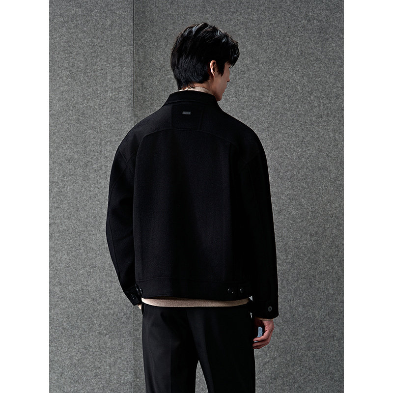 GXG男装 【纯羊毛】基础100%羊毛单排扣口袋设计短大衣 冬季热销