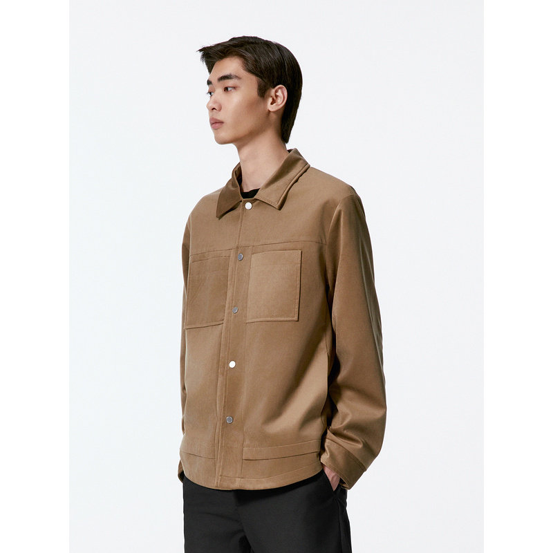 GXG男装  通勤口袋设计行政衬衫式绒面时尚夹克 25年秋冬热销