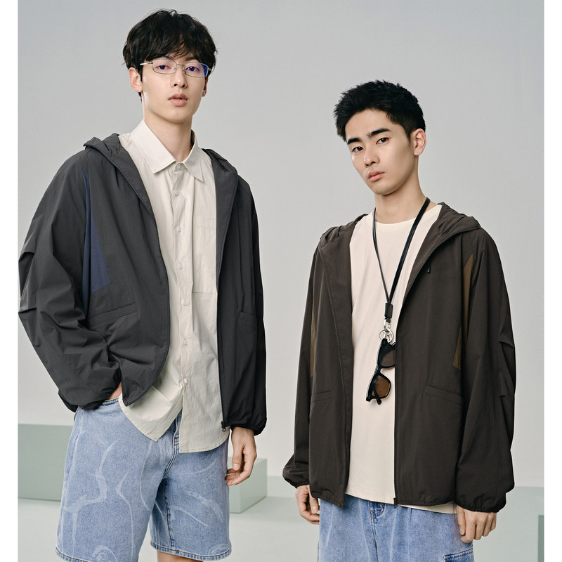 【UPF50+】GXG男装 户外防晒夹克男拼色防晒服外套防晒衣25夏热销