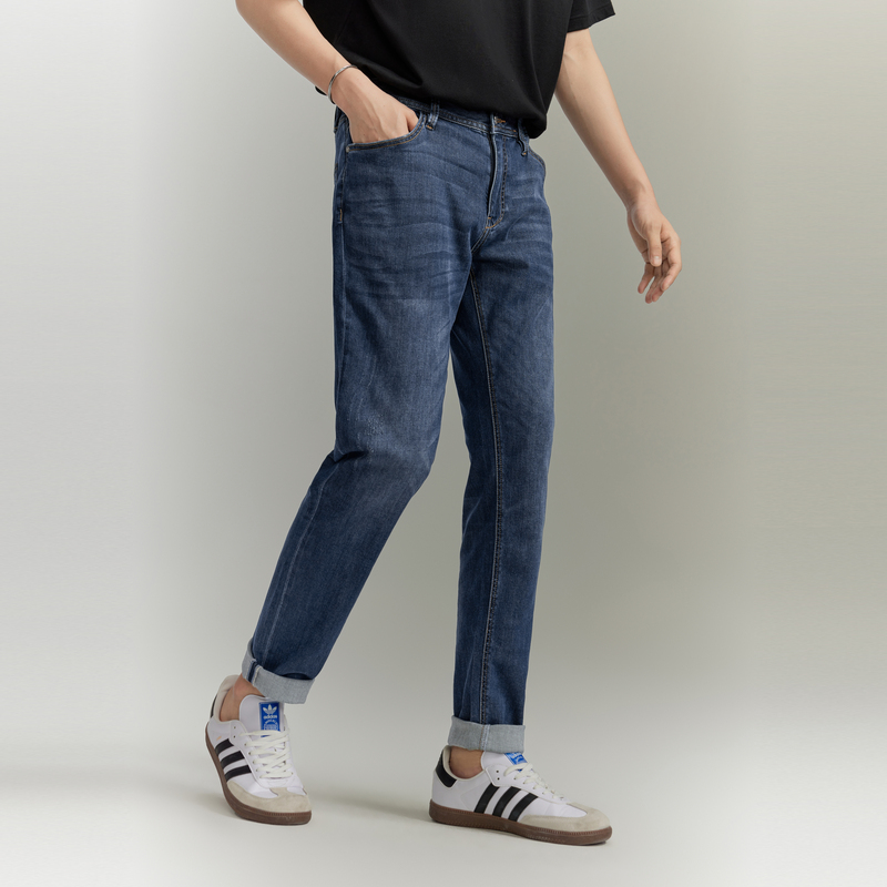 gxg男装蓝色水洗宽腰修身牛仔长裤 GXG牛仔裤