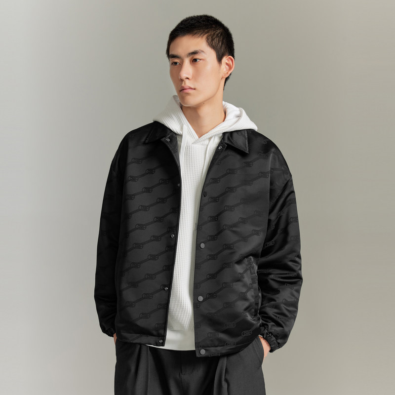 GXG男装 复古巴恩风满身提花翻领夹克男教练休闲夹克外套秋季热销