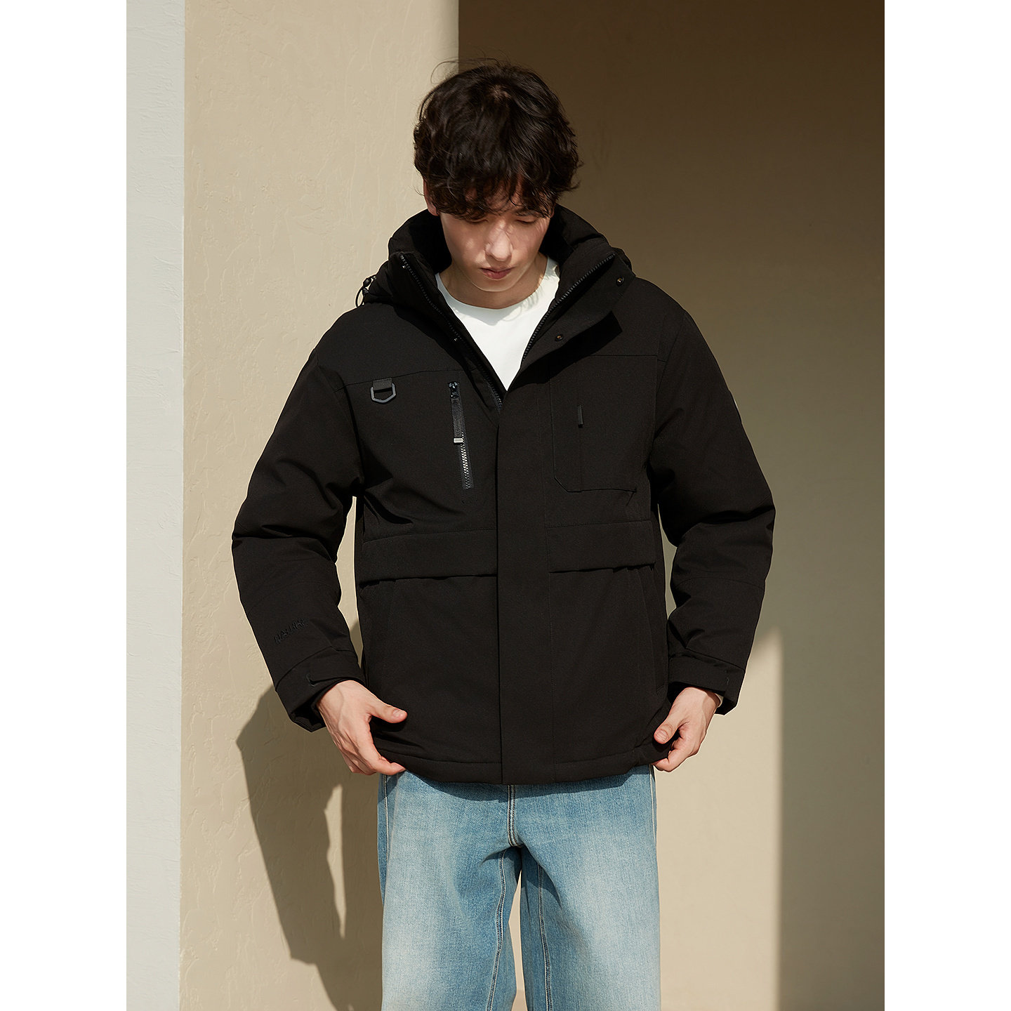 GXG男装 户外连帽口袋设计运动通勤外套羽绒服男冬季热销