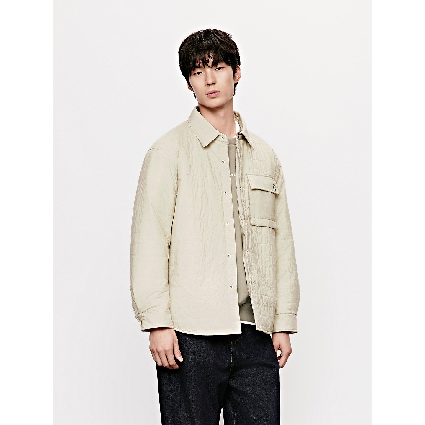 GXG男装 肌理绗缝行政衬衫式加厚夹克通勤时尚外套 冬季热销