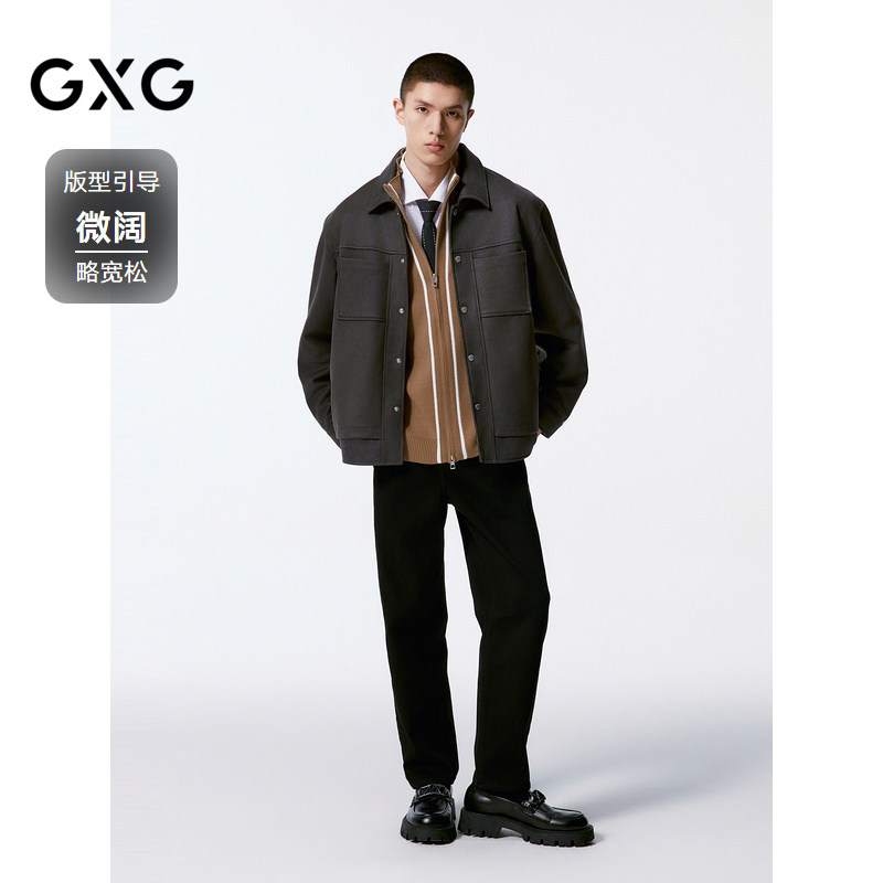 GXG男装 通勤时尚翻领行政仿麂皮口袋夹克外套男 25年冬季热销