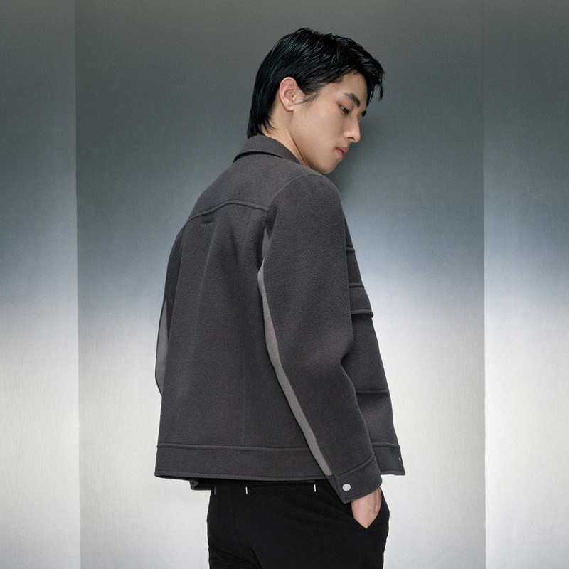 GXG男装 灰色时尚通勤短款大衣 冬季热销GEX10629354