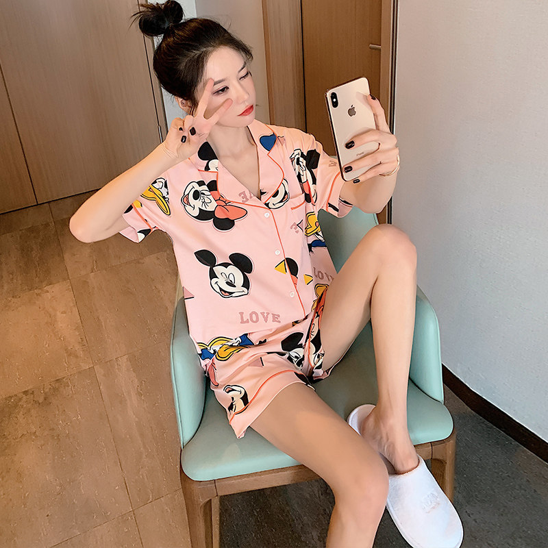 唐老鸭夏季纯棉短袖网红爆款睡衣 哆哆睡衣家居服小铺睡衣/家居服套装