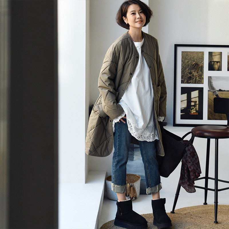 包邮T79011 文艺休闲清新圆领长袖中长款钩花蕾丝边打底T恤女秋冬,淘宝优惠券,粉丝福利购,淘宝优惠卷