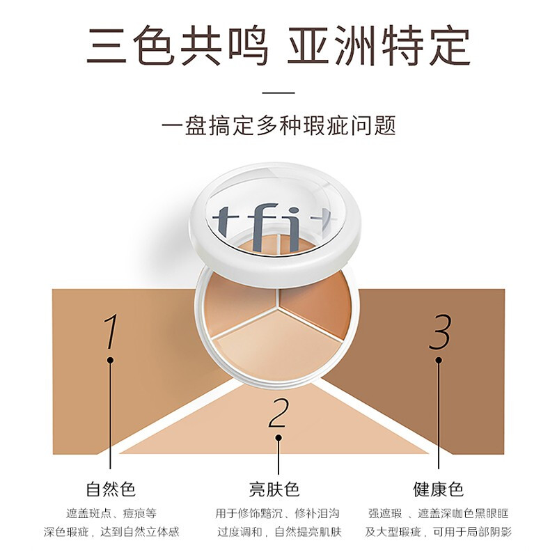 TFIT三色遮瑕膏遮盖斑点脸/面部黑眼圈痘印遮暇盘提亮持妆不卡纹 - 图0