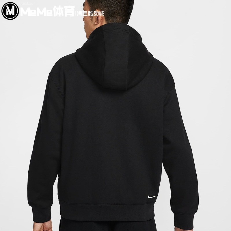 耐克男子卫衣2025冬季新品加绒保暖休闲运动套头连帽衫DZ3393-011 - 图0