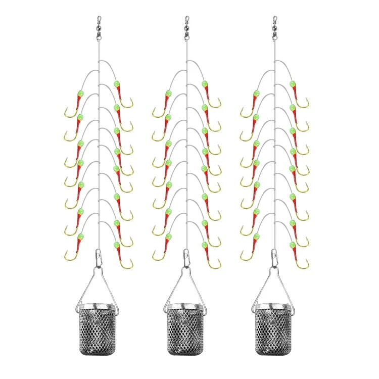 白条串钩线组七星钩钓组白光金钩7钩带笼子钓笼钩白条钩专杀鱼钩-图3