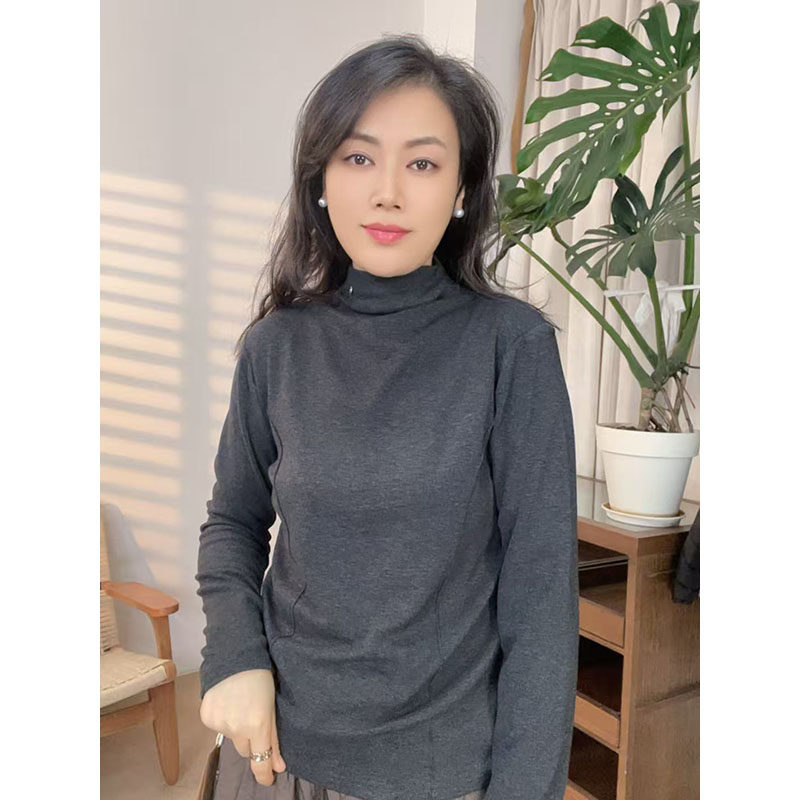 新款纯色加厚半高领字母豆长袖内搭女修身显瘦百搭休闲上衣31127,淘宝优惠券,粉丝福利购,淘宝优惠卷