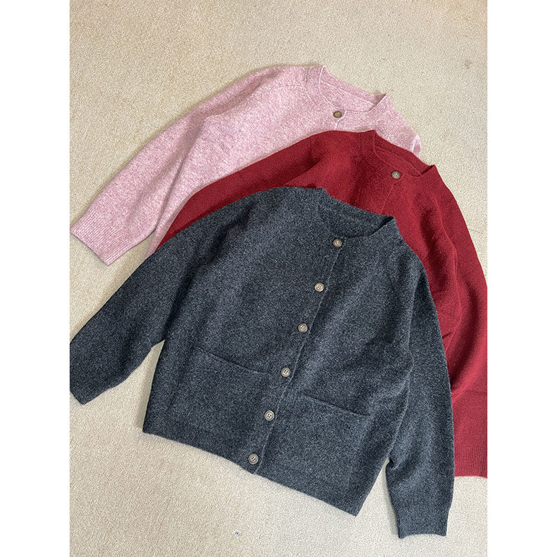 轻熟风单排扣针织开衫女宽松圆领羊毛毛衣外套柔软舒适上衣752,淘宝优惠券,粉丝福利购,淘宝优惠卷