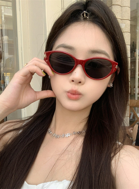 MELIYA韩版2025新款猫眼复古安可拉红色墨镜女潮防紫外线太阳镜潮