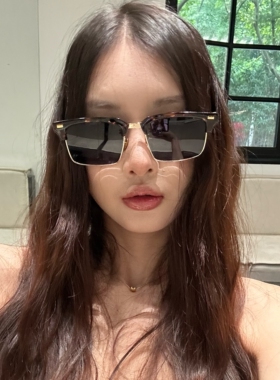 MELIYA2026新款眉毛半框高级感太阳眼镜方圆脸显瘦辣妹豹纹墨镜潮
