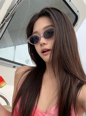 MELIYA千禧风紫色y2k墨镜女高级感猫眼书呆子太阳眼镜方圆脸度假