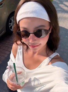 MELIYA复古小众金属紫色椭圆猫眼墨镜防紫外线ins款网红太阳眼镜