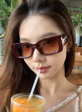 MELIYA2025新款复古酒红粗边框茶色墨镜女网红欧美小脸太阳眼镜潮