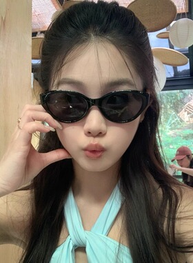 MELIYA复古猫眼墨镜女潮方圆脸显瘦欧美风高级感黑色太阳镜度假潮