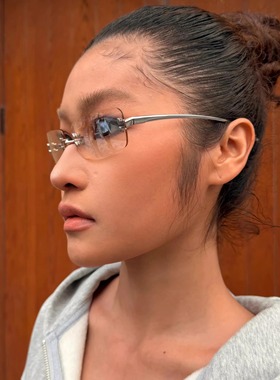 MELIYA2026新款无框方形太阳镜女街头Y2K小众未来感墨镜金属眼镜