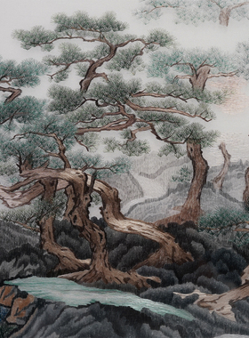 客厅书房新中式苏绣手工刺绣挂画