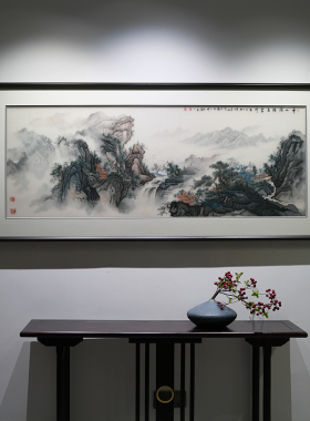 苏绣千山浓绿纯手工刺绣装饰画