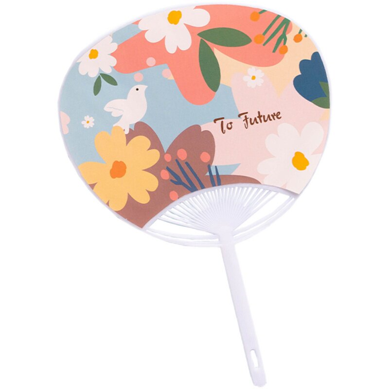 2把夏季卡通塑料扇子夏天清凉手摇风扇日用韩版原创便携纸扇可爱