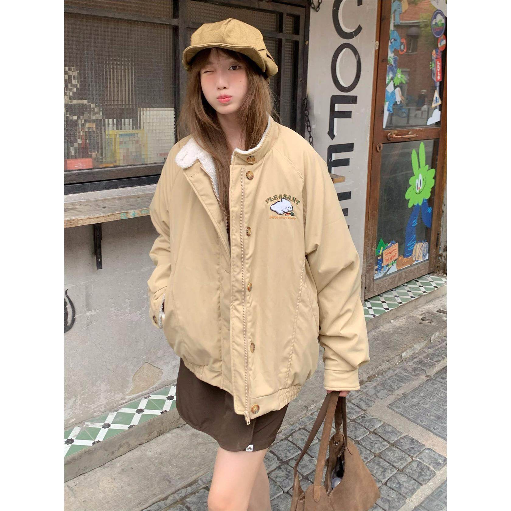 棉衣女款2025新款冬季加厚羊羔毛立领小个子棉袄超好看夹棉厚外套,淘宝优惠券,粉丝福利购,淘宝优惠卷