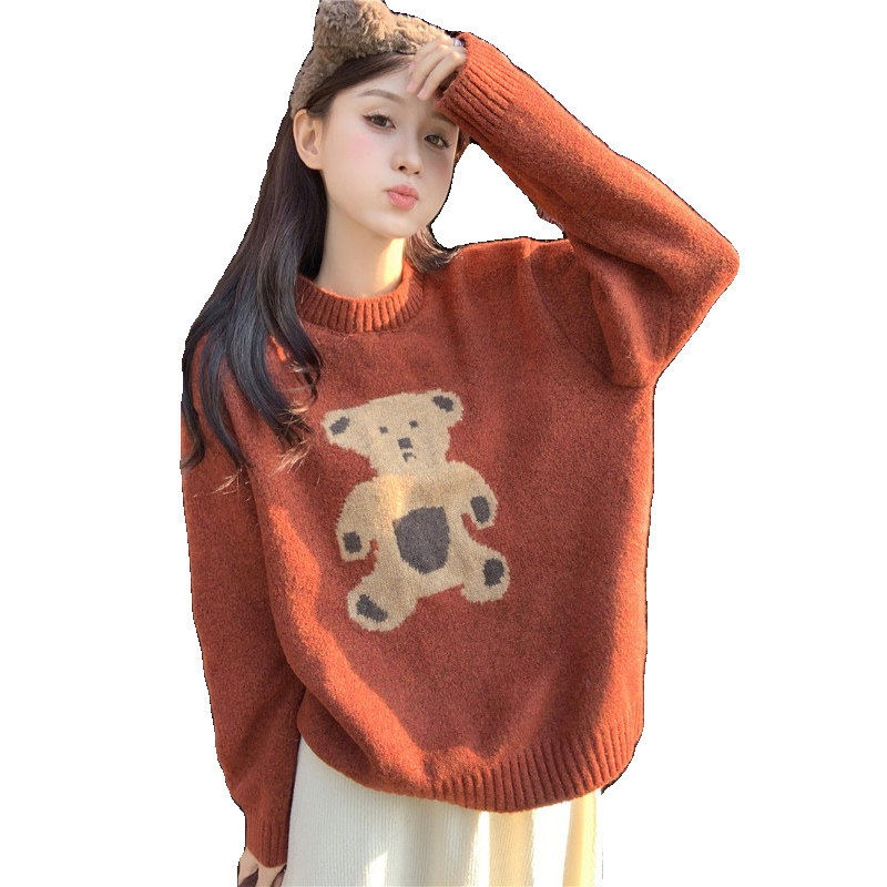 温柔风奶fufu减龄小熊毛衣女秋冬季大码胖mm显瘦软糯中长款针织衫,淘宝优惠券,粉丝福利购,淘宝优惠卷
