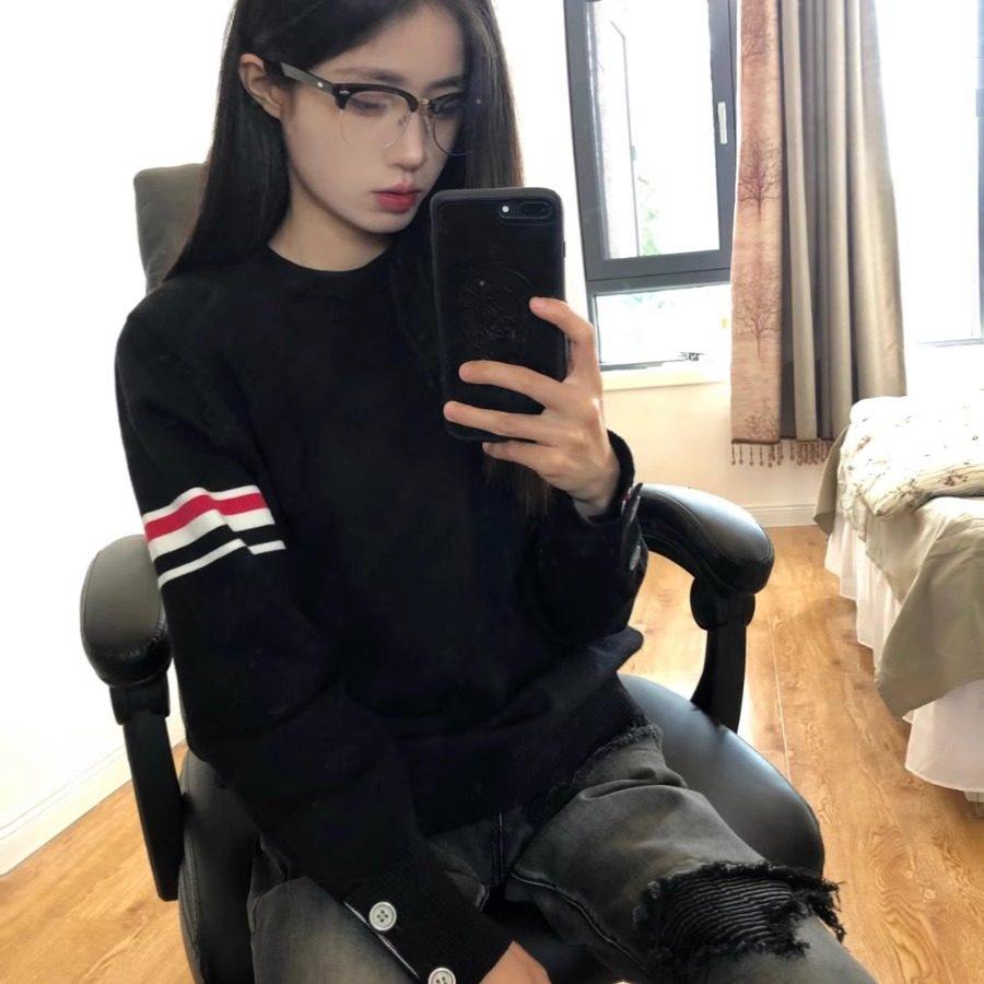 秋冬新款条纹毛衣打底衫男女韩版小众气质圆领套头卫衣休闲针织衫,淘宝优惠券,粉丝福利购,淘宝优惠卷