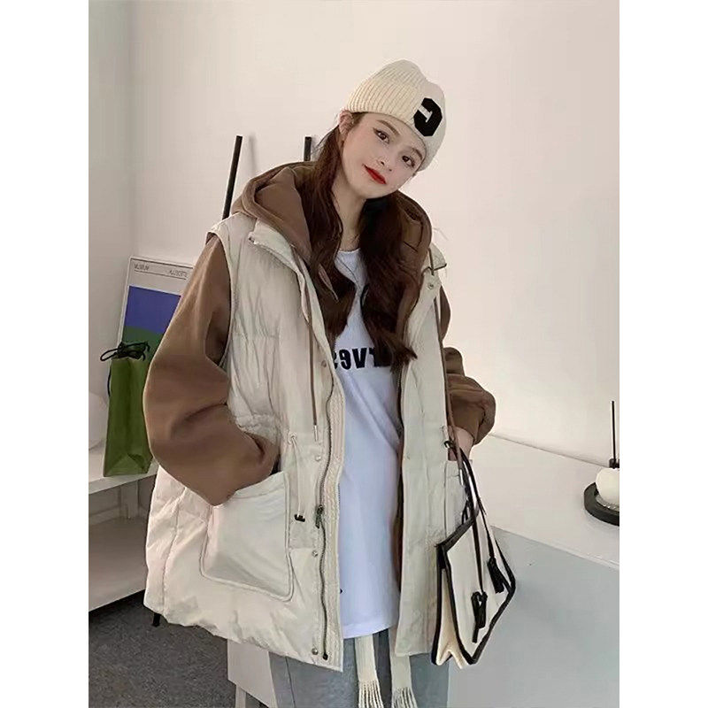 大尺码女装假两件连帽铺棉外套女春秋新款胖mm时尚撞色显瘦棉衣外,淘宝优惠券,粉丝福利购,淘宝优惠卷