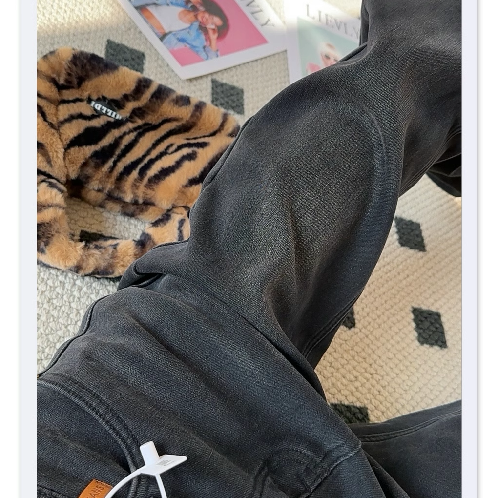 猫猫家加长女裤加绒加厚好版型牛仔裤女显瘦遮肉大长腿窄版直筒裤 - 图0