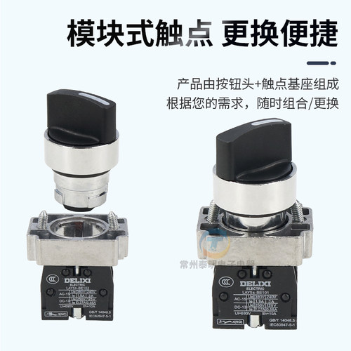 德力西LAY5S XB2电源NP2转换开关BD21/25/33 3档2位自锁主令旋钮 - 图1