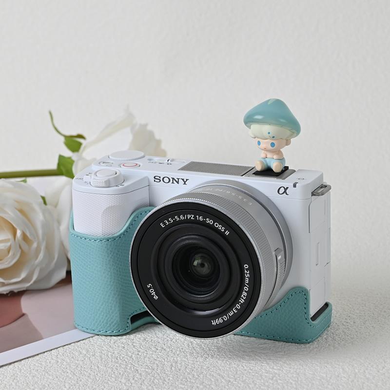 索尼zve10二代保护套真皮相机包a7c2底座热靴微单可爱适用配件 - 图1