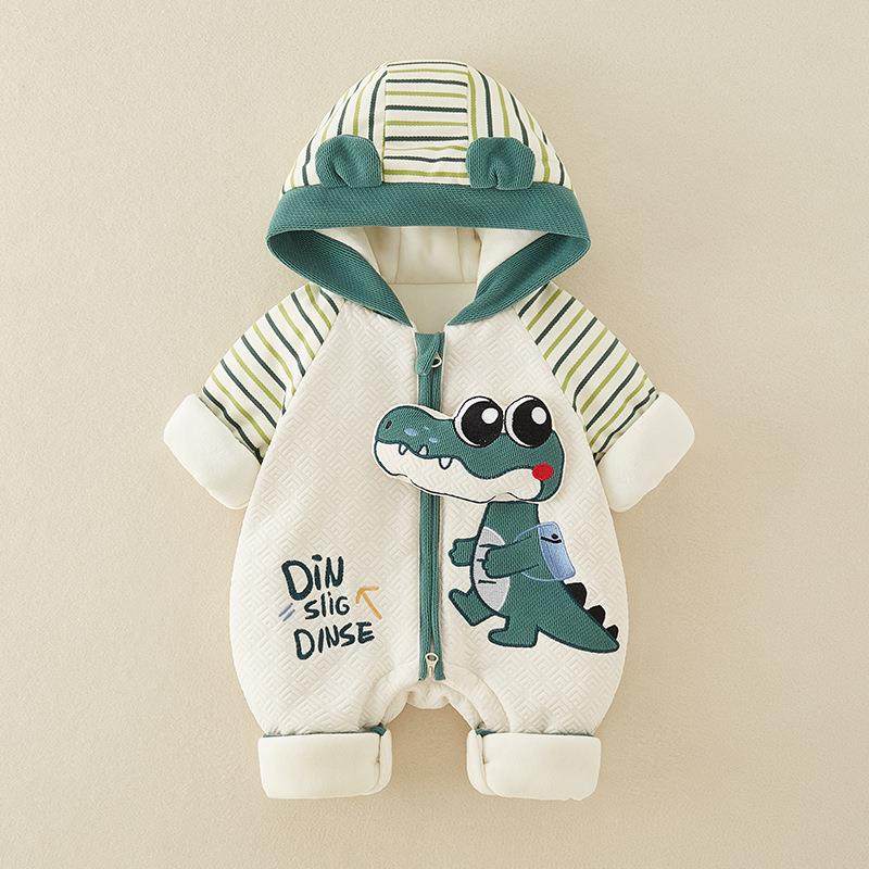 新生婴幼儿冬季卡通鳄鱼棉衣保暖连体衣男女宝宝衣服爬服外出哈衣,淘宝优惠券,粉丝福利购,淘宝优惠卷