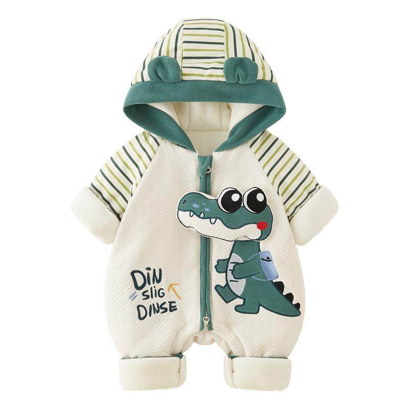 新生婴幼儿冬季卡通鳄鱼棉衣保暖连体衣男女宝宝衣服爬服外出哈衣,淘宝优惠券,粉丝福利购,淘宝优惠卷