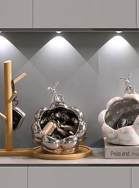 入户玄关钥匙收纳摆件轻奢兔子家居客厅门口置物装饰乔迁新居礼品