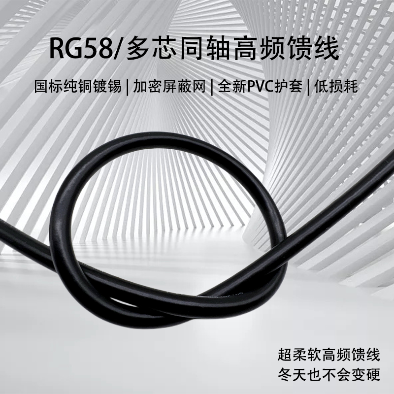 RG58C/U 50欧姆 SYV50-3镀锡铜RG58多芯 单芯同轴电缆 RF射频馈线 - 图2