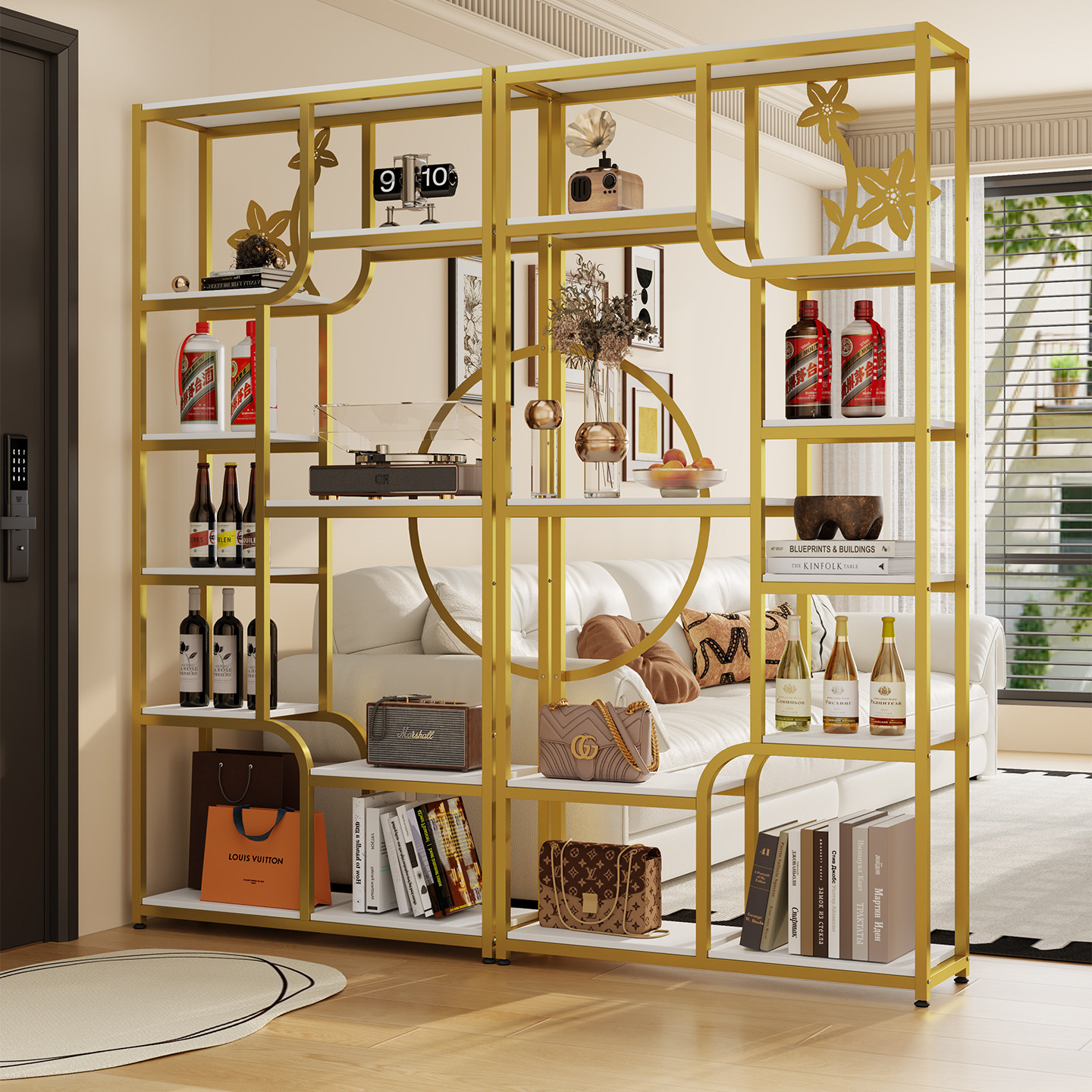 铁艺置物架客厅隔断屏风博古架酒店民宿花架办公室展示架艺术书架,淘宝优惠券,粉丝福利购,淘宝优惠卷