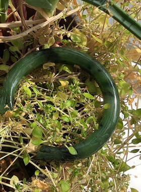 57.7古风双龙护主开口镯子碧玉手镯和田玉新疆籽料泥鳅背油润碧绿