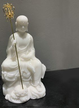 大汉九鼎汉白玉雕刻地藏王摆件