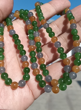 和田玉碧玉糖玉紫罗兰多宝手链串