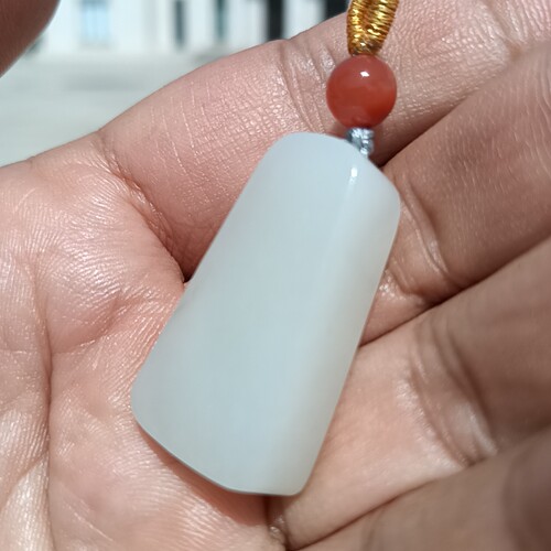 天然特价玉器13.1克新疆和田玉羊脂玉白玉平安无事牌挂件吊坠 - 图1