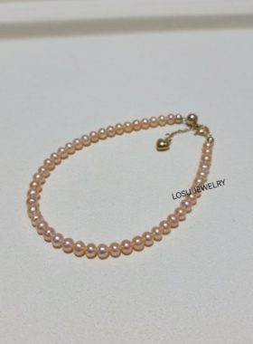 特价福利流素losu-纯银天然珍珠香槟金简约气质手链