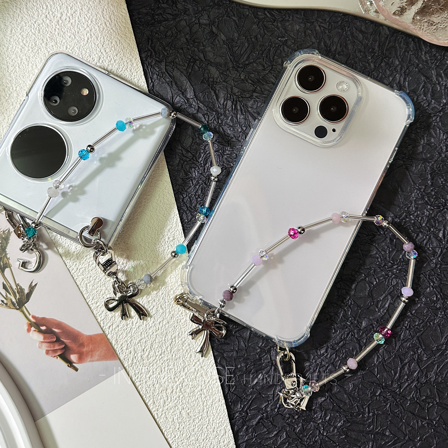 InTheCase 极细小清新iphone17ProMax素雅银管低饱和迷你串珠手机链带挂环防摔手机壳适用于苹果华为pocket2,淘宝优惠券,粉丝福利购,淘宝优惠卷