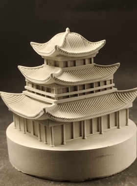 清水泥工艺岳阳楼四大名楼微缩建筑模型鱼缸微景观装饰造景摆件