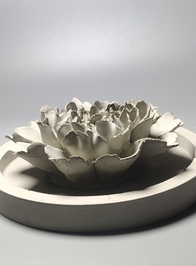 混凝土水泥手工制工艺品牡丹花小众高级家居书房书桌扩香石不含香