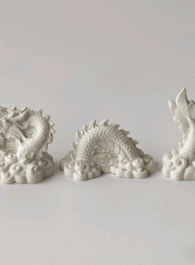 水泥国风神兽中国腾青龙摆件鱼缸水陆微景观流水茶宠桌面装饰造景